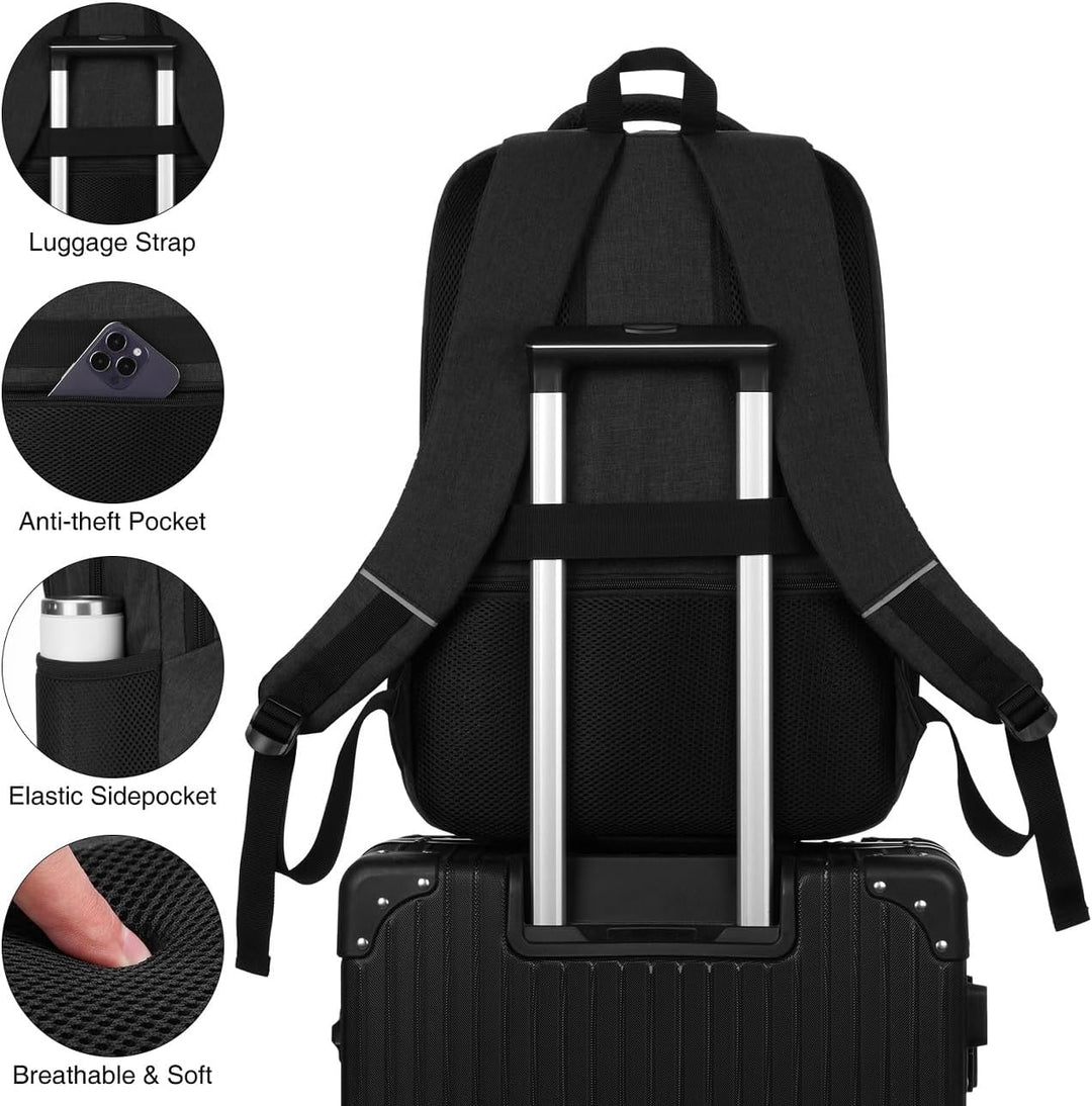 YAMTION 17,3 Zoll Rucksack Laptop Herren Gross mit Schuhfach und Laptopfach für Arbeit,Wasserdichter