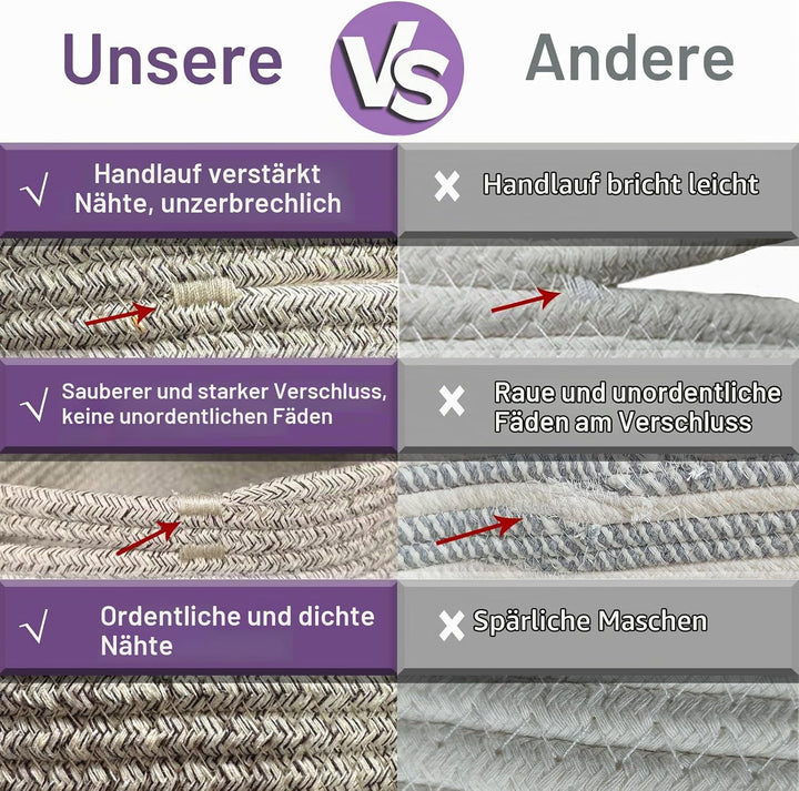 Aufbewahrungskorb Klein 33cm(Flachsfarben), Aufbewahrungskorb für Kinder mit Verstärkter Griffen, Fa