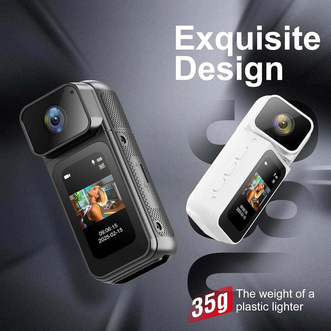 Mini Action Cam Bodycam mit 32GB Speicherkarte, 180° Drehbarer Objektiv 1.47&