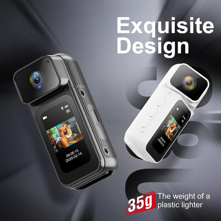 Mini Action Cam Bodycam mit 32GB Speicherkarte, 180° Drehbarer Objektiv 1.47&