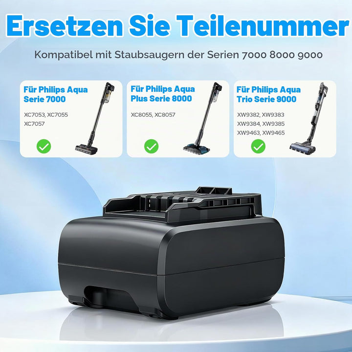 25,2V Akku für Philips AquaTrio 9000 Series Nass-Trockensauger, 3900mAh Lithium-Ionen Ersatzakku für