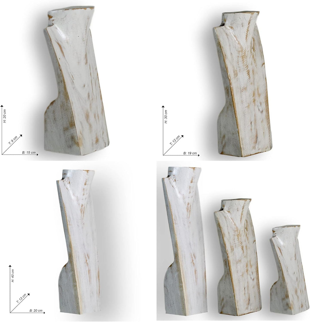 ART-CRAFT Halskettenständer Schmuckständer Halskettendisplay Schmuckbüste aus Holz White-wash 3er Se