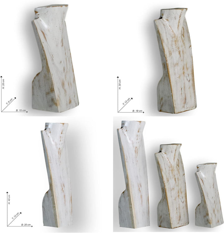ART-CRAFT Halskettenständer Schmuckständer Halskettendisplay Schmuckbüste aus Holz White-wash 3er Se