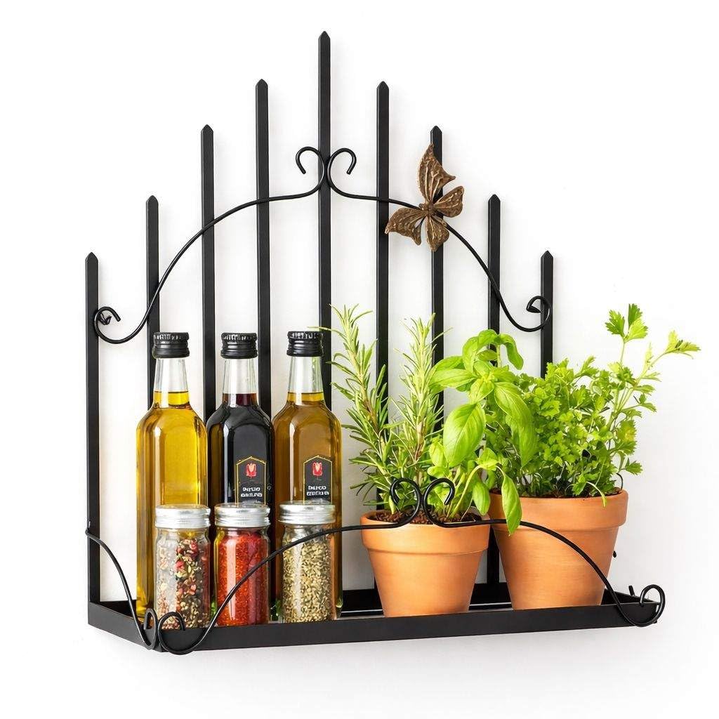 DanDiBo Kräuterregal Kücheregal Balkonregal Wand Metall Schwarz 96237 Wandregal Blumenregal Pflanzen