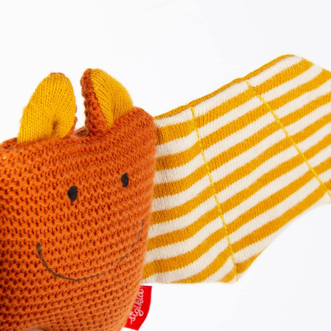 SIGIKID 39673 Strick-Greifling Fledermaus Knitted Love, Babyspielzeug aus Baumwollstrick mit Holzrin