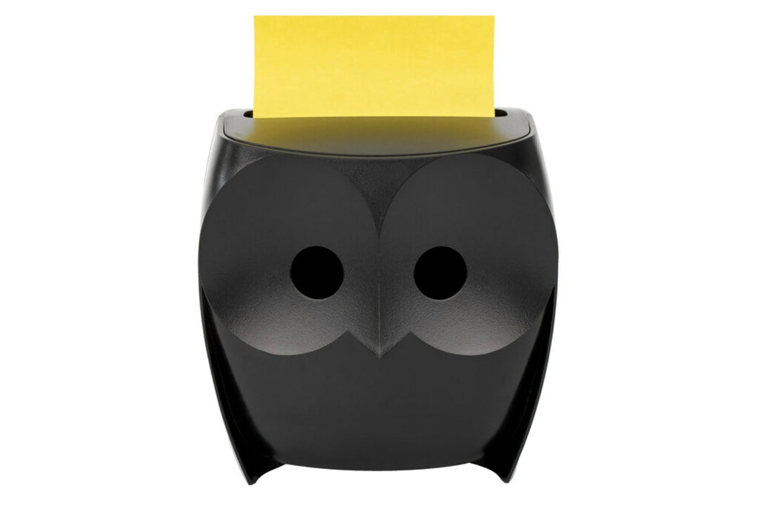 Post-it OWL-330-BK Eulen-Notizspender, inklusive 1 Block Post-it 7,6 x 7,6 cm, super klebriger Spend