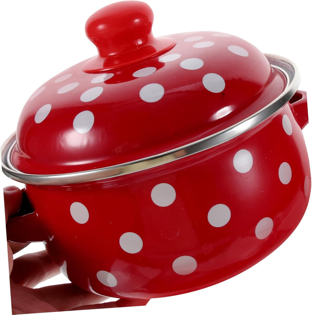 HOMSFOU Emaille Suppentopf Mit Doppelgriffen Und Deckel Zum Kochen Von Suppe Und Porridge Energieför