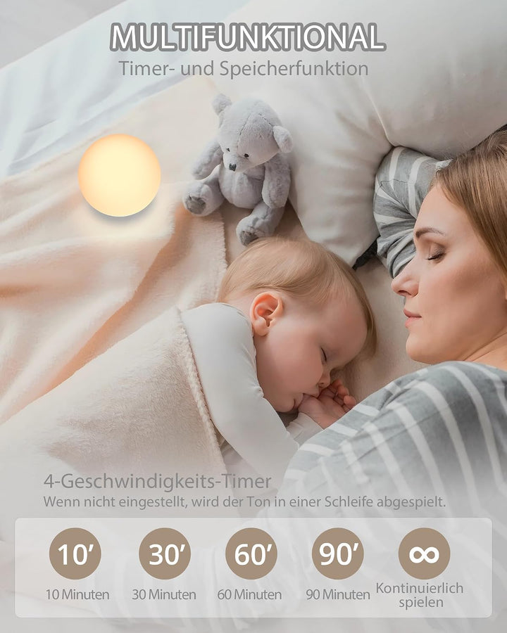 HOMGEN 2 in 1 White Noise Machine Silikon Weisses Rauschen Maschine für Babys Type-C Wiederaufladbar