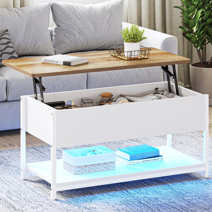 YITAHOME Couchtisch mit Höhenverstellbarer Platte Kaffeetisch Ausziehbarer, Versteckter Stauraum, Wo