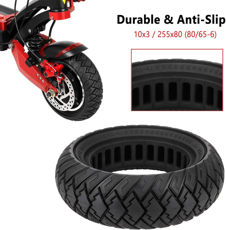 10 Zoll Scooter Solide Reifen, Elektroroller Vollgummireifen 10 x 3/255 x 80 (80/65-6) Ersatzreifen