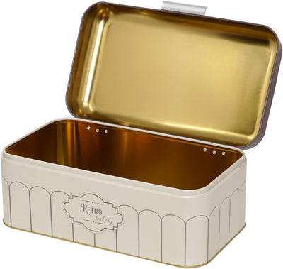 Lashuma Eckige Brotbox Retro, Brotdose gross aus Blech 36x21 cm, Aufbewahrungsbehälter für Brot, Ret