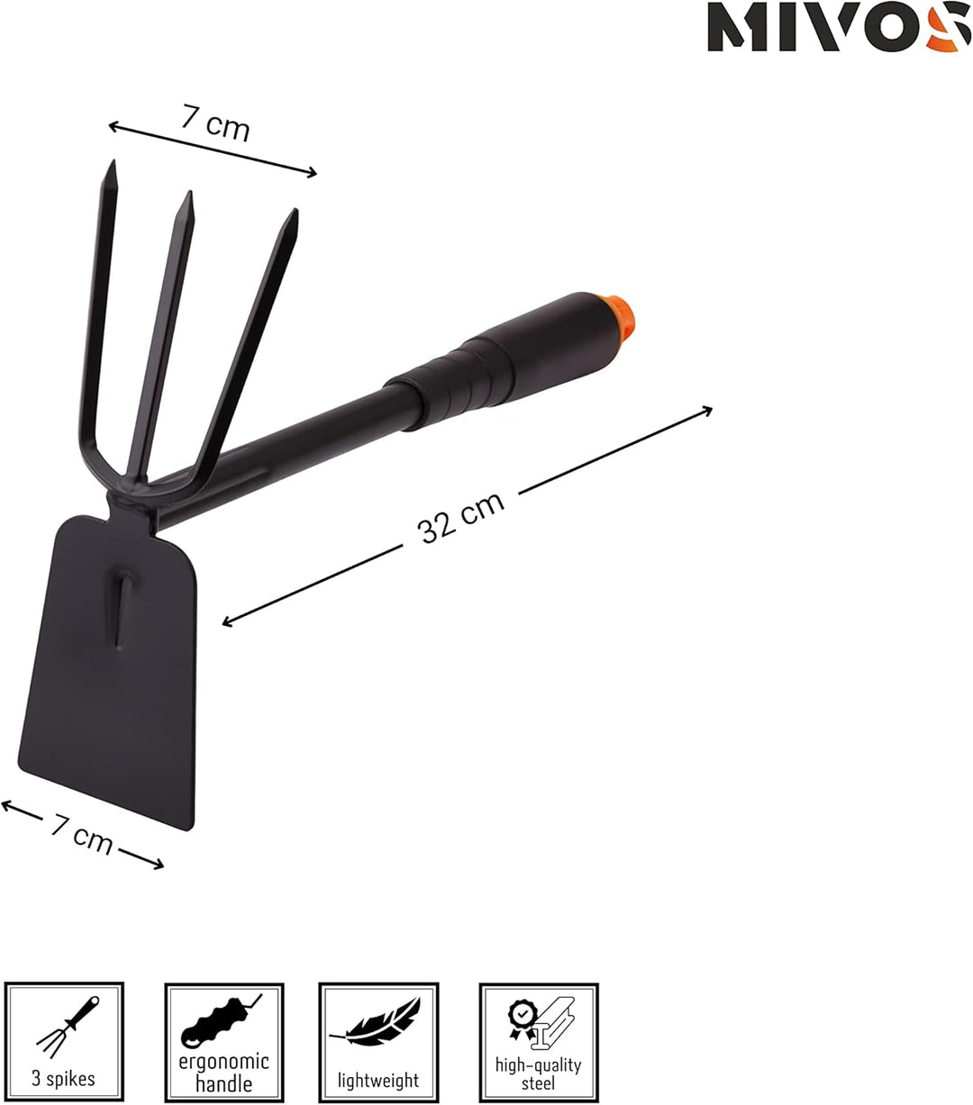 MIVOS 3-TLG Gartengeräte Set für Gartenpflege aus Stahl - Gartenwerkzeug Set mit Blumenkelle Handrec