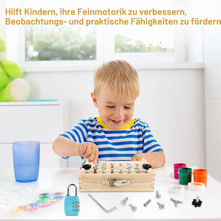Montessori Spielzeug ab 3 4 5 Jahre, Holzspielzeug Motorikspielzeug mit Schraubendreher, Busy Board