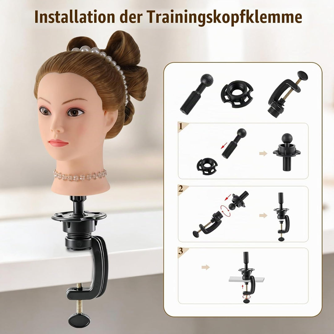 Frisierkopf 100% Synthetisches Haar übungskopf Friseur 26” Trainingsköpfe Puppenkopf Friseur Kopf Mi