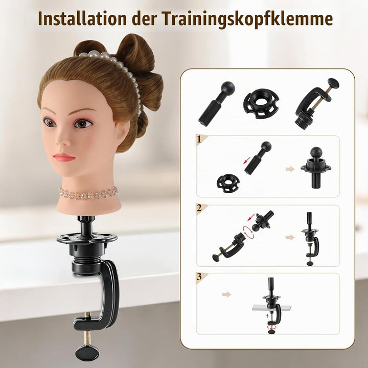 Frisierkopf 100% Synthetisches Haar übungskopf Friseur 26” Trainingsköpfe Puppenkopf Friseur Kopf Mi
