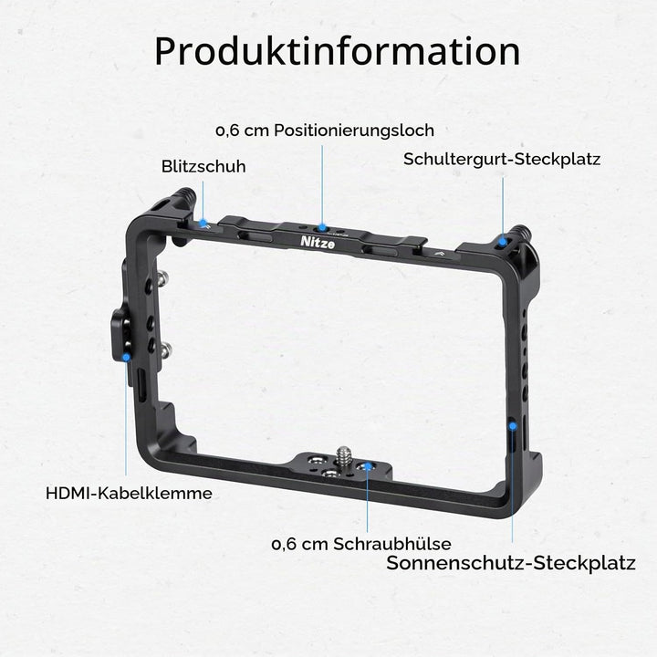 Nitze Cage Käfigs für PortKeys LH5P / LH5P II 5,5" Monitor mit Sonnenblende - JT-I01B