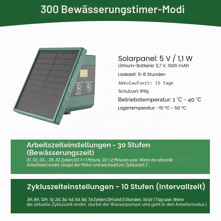 Solar Bewässerungssystem mit Timer, Solar Tröpfchenbewässerung System | Automatische Bewässerung Set
