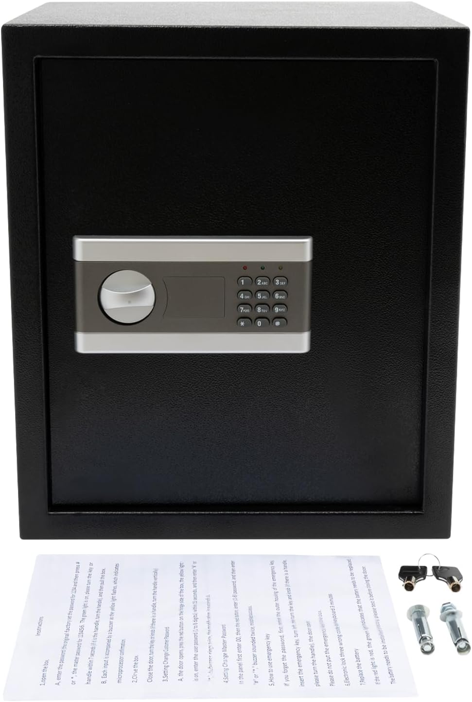 Begoniape Safe Tresor 38 * 31 * 45cm Feuerfest MöBeltresor 3 Fächer MöBeltresor mit Schlüssel und Za
