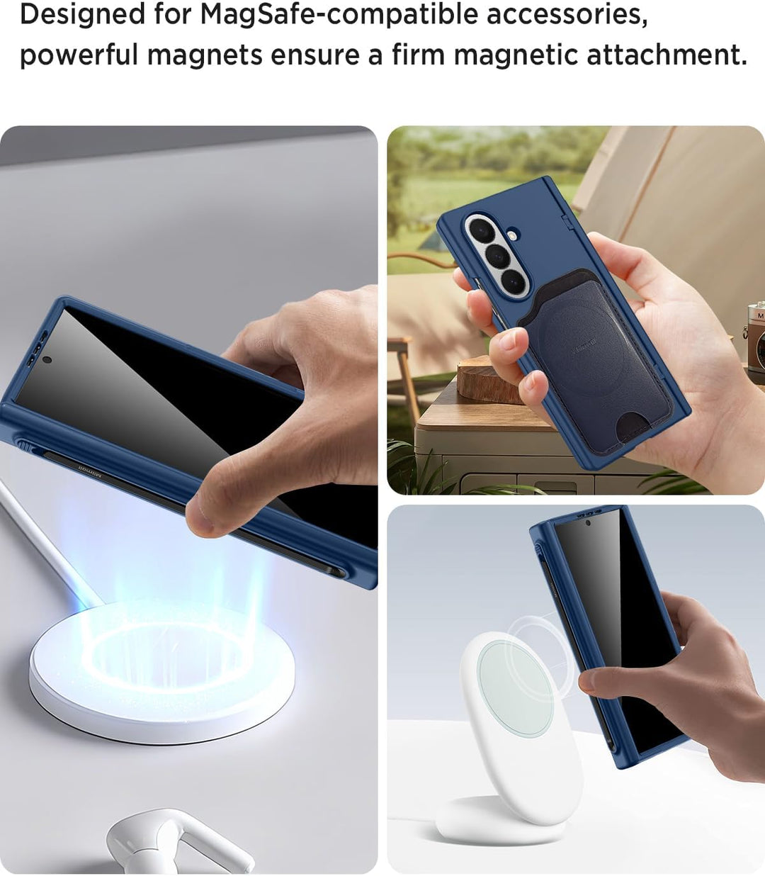 Miimall Magnetisch Hülle Kompatibel mit Samsung Galaxy Z Fold 7 Hülle mit S-Pen & Stifthalter, [Anti