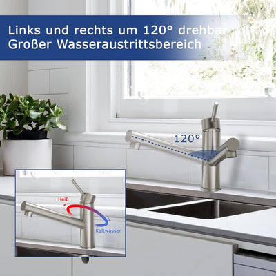Niederdruck Armatur Küche Ausziehbar DETBOM,Küchenarmatur Ausziehbar Niederdruck Magnet Andocken,Mis