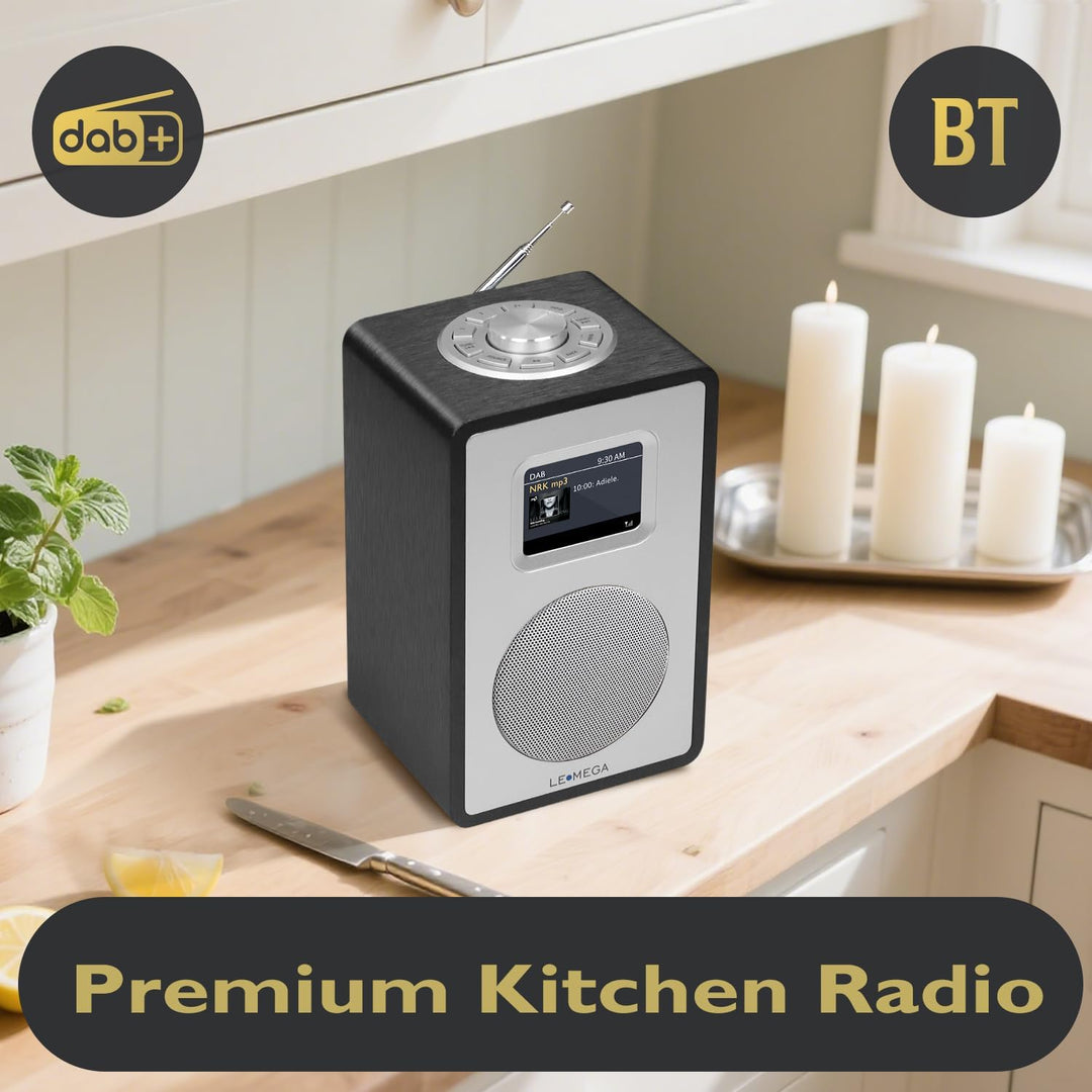 LEMEGA CR4+ DAB Radio Mit Bluetooth(Holzgehäuse,Tragbares DAB Plus Radio,Küchenradio,UKW-Radio,Doppe