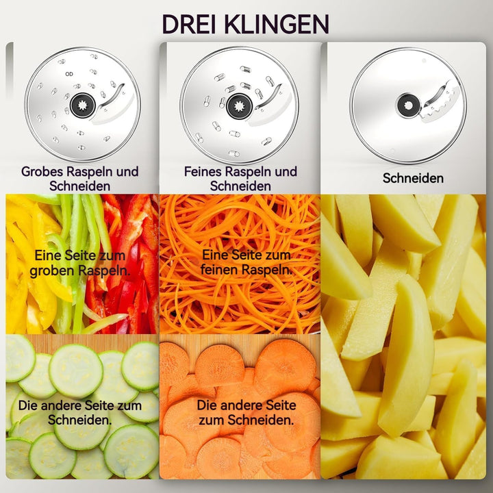 FIMEI Küchenmaschine 1300W, 3 Geschwindigkeiten und Impulsfunktion, 3,5L Zerkleinerer, 1,5L Mixer, M