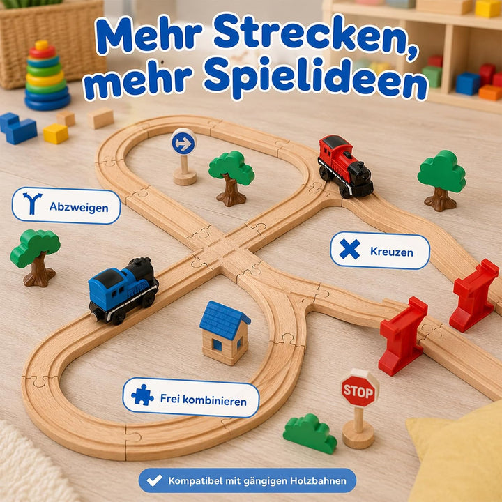Scettar33pcs Holzeisenbahn Schienen Set,kompatibel mit gängigen,ab 3 Jahren