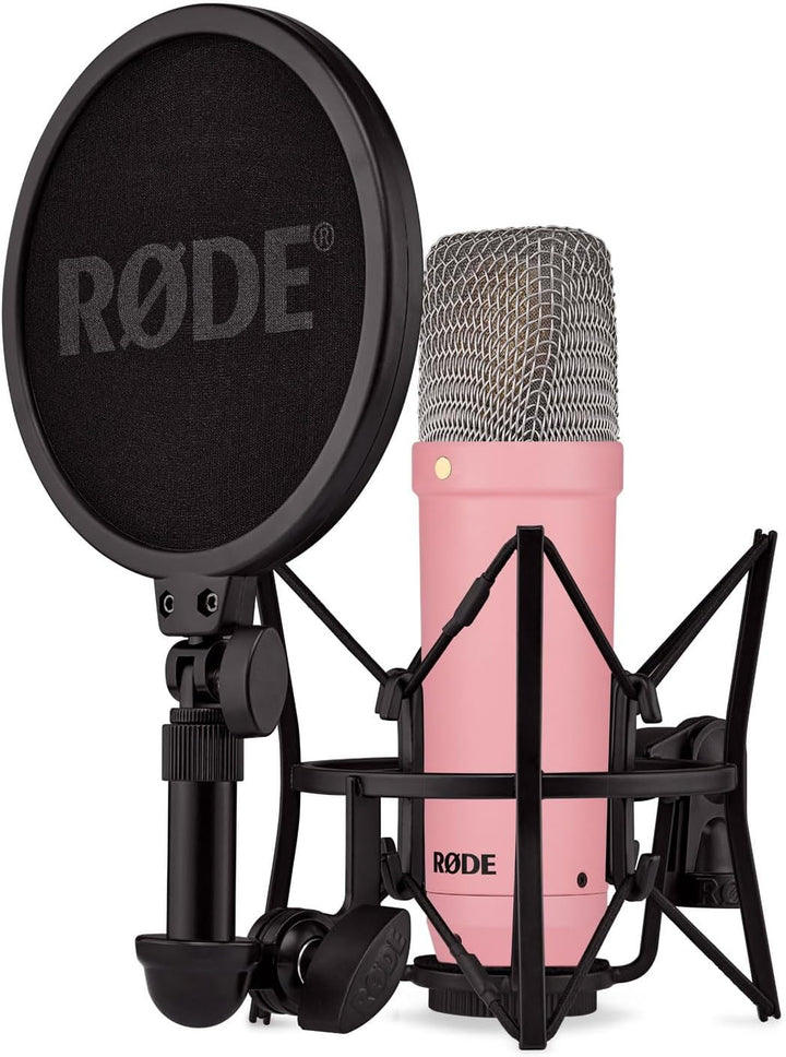 Rode NT1 Signature Pink Studio-Mikrofon + keepdrum MS138 Gelenkarm-Stativ Weiss pink Mikrofon Pink /