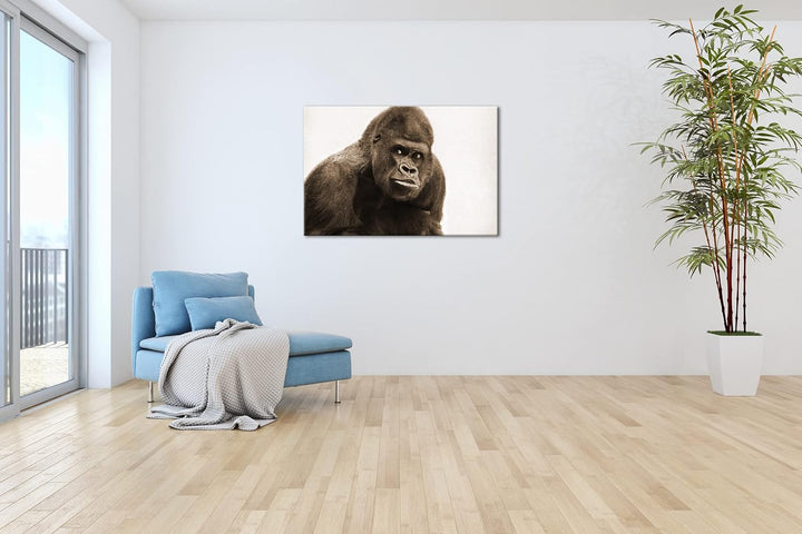 deyoli Gorilla Silberrücken Format: 100x70 Effekt: Sepia als Leinwandbild, Motiv fertig gerahmt auf