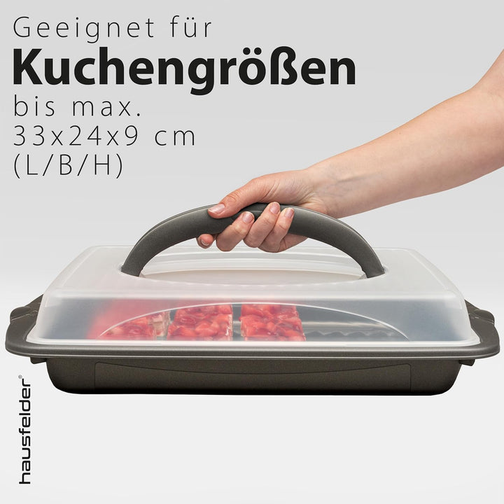 Hausfelder Kuchen Transportbox rechteckig mit Deckel, Kuchentransportbox für Blechkuchen, Kuchenbehä