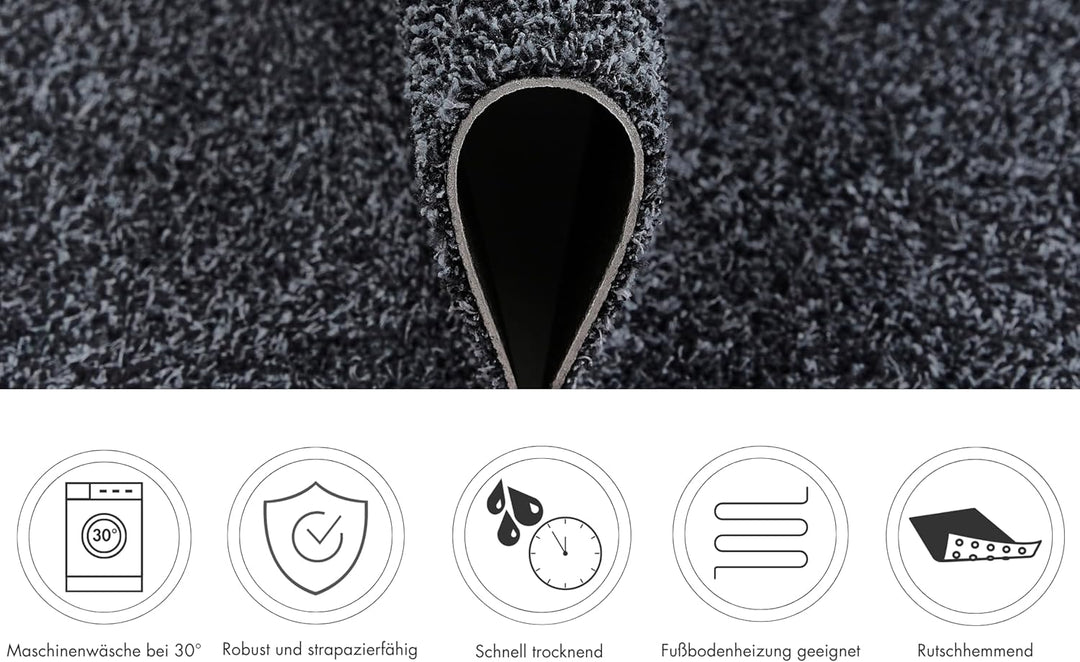 andiamo Fussmatte innen Samson – waschbare Baumwoll-Schmutzfangmatte - rutschfest, saugstark & hochw