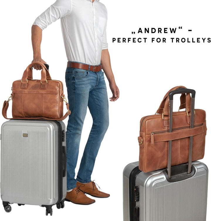 STILORD 'Andrew' Vintage Business Ledertasche Klassische Aktentasche für Herren und Damen 13,3 Zoll