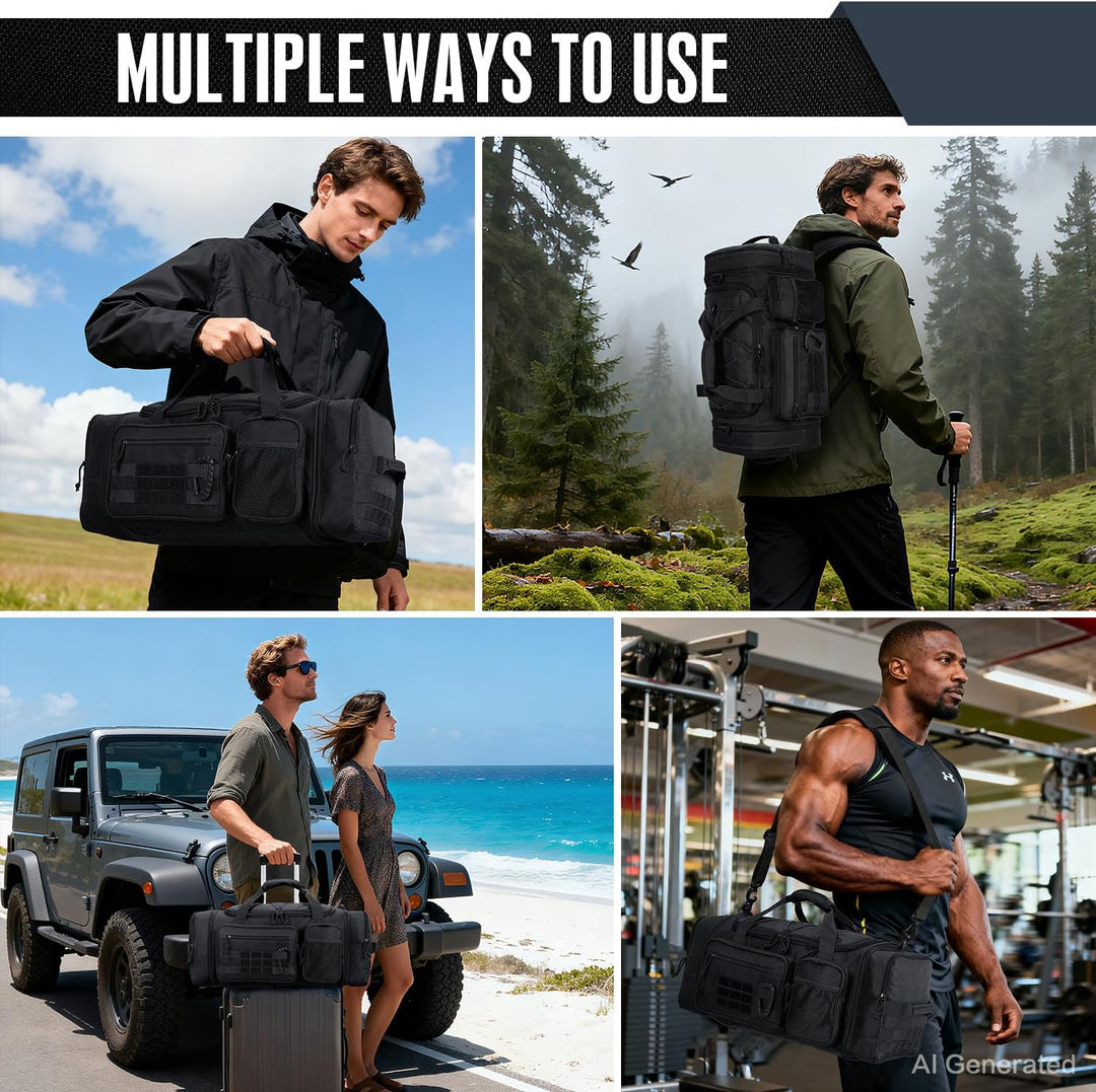Taktische Reisetasche Sporttasche 50-55L Erweiterbar 3-in-1 Sporttaschen Herren Mittel mit Schuhfach