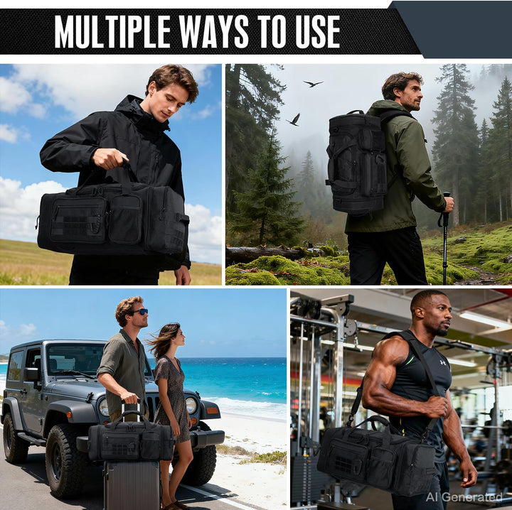Taktische Reisetasche Sporttasche 50-55L Erweiterbar 3-in-1 Sporttaschen Herren Mittel mit Schuhfach