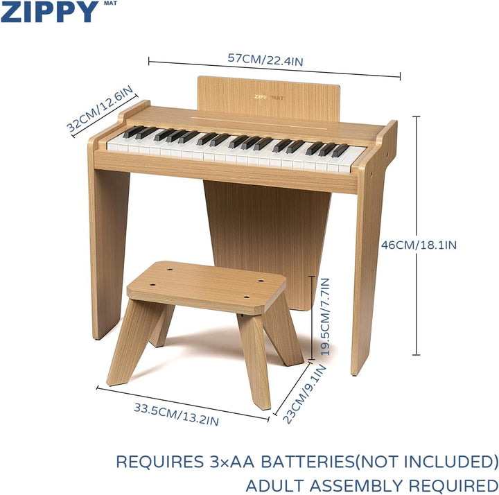 ZIPPY MAT Kinder Klavier Tastatur, 37 Tasten Digitalpiano für Kinder, Musik Lerninstrument Spielzeug