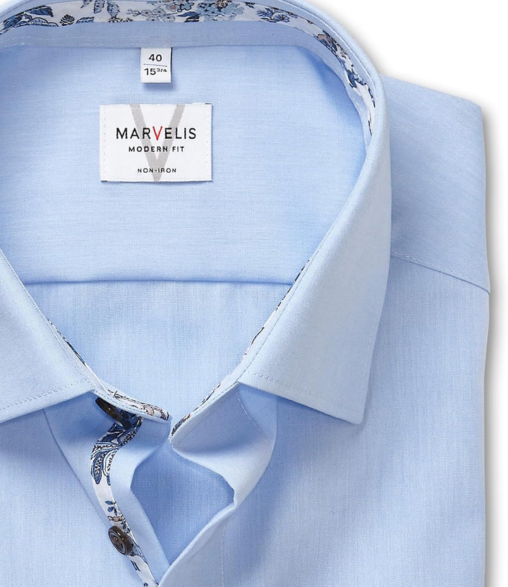 Marvelis Herren Businesshemd Langarm 720184,Einfarbig,Modern Fit,New Kent 40 Bleu 11, 40 Bleu 11