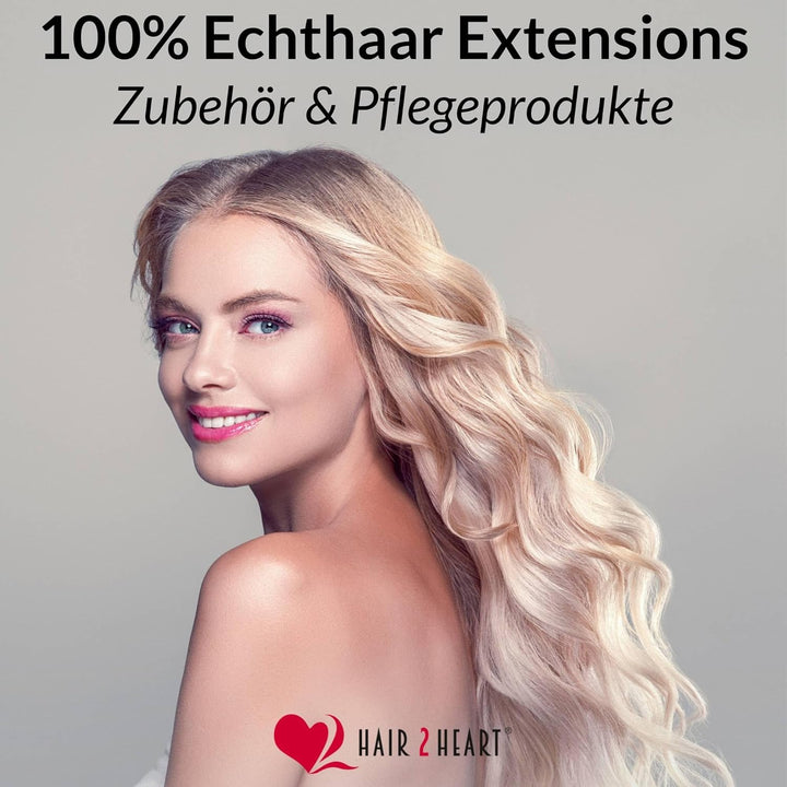 hair2heart Microring Extensions Echthaar Gewellt - 25 Strähnen 1g 40cm 10/0 hell-lichtblond 25 Sträh