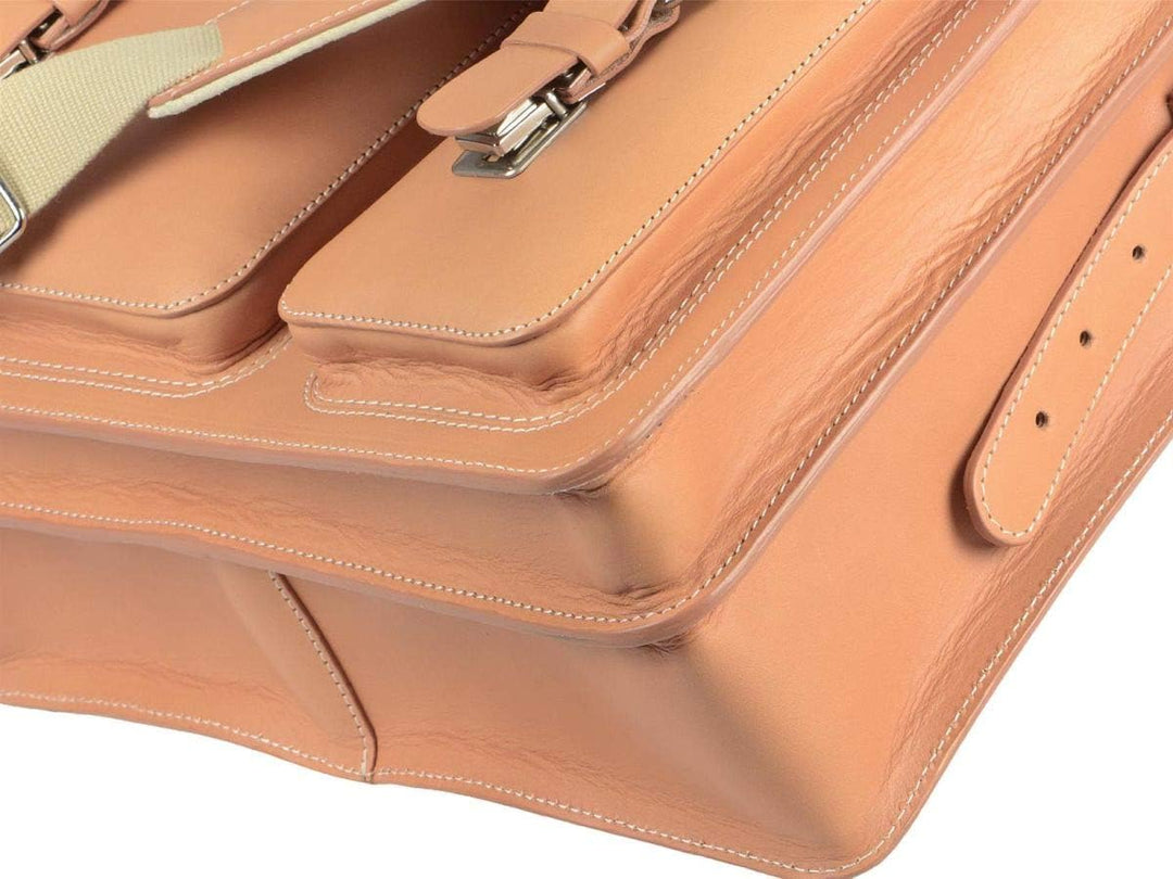 Ruitertassen Lehrertasche Leder Schultasche Aktentasche 2 Fächer Natur Tasche für Schule Uni Beruf D