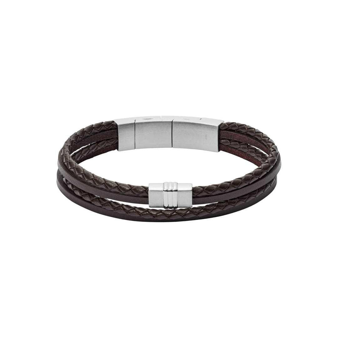 FOSSIL Casual texture Herrenarmband aus Leder oder Edelstahl mit Magnet-, Falt- oder Schnallenversch