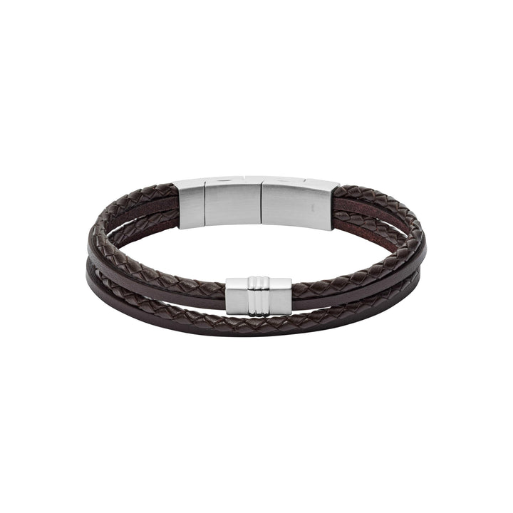 FOSSIL Casual texture Herrenarmband aus Leder oder Edelstahl mit Magnet-, Falt- oder Schnallenversch