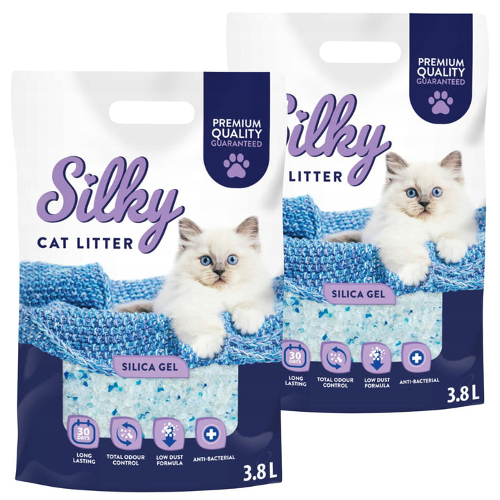 Silky Silikat Katzenstreu, Staubfrei Unparfümiert Kristall Silikatstreu, Geruchsneutral, Hohe Saugkr