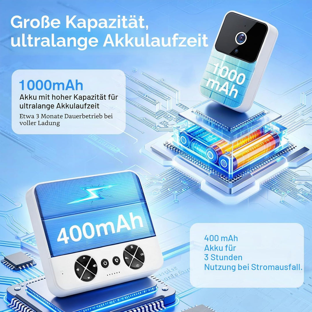 Drahtlose Video Türklingel mit Kamera Outdoor - IP65 Wasserdicht 1080P HD - 4,3 Zoll IPS Bildschirm