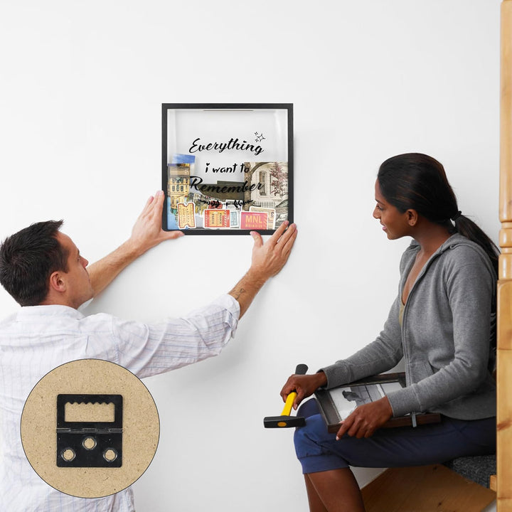 FramePro 30x30 3D Bilderrahmen Schattenbox mit Glasscheibe Ticketstummel Reise Abenteuer Archivbox R