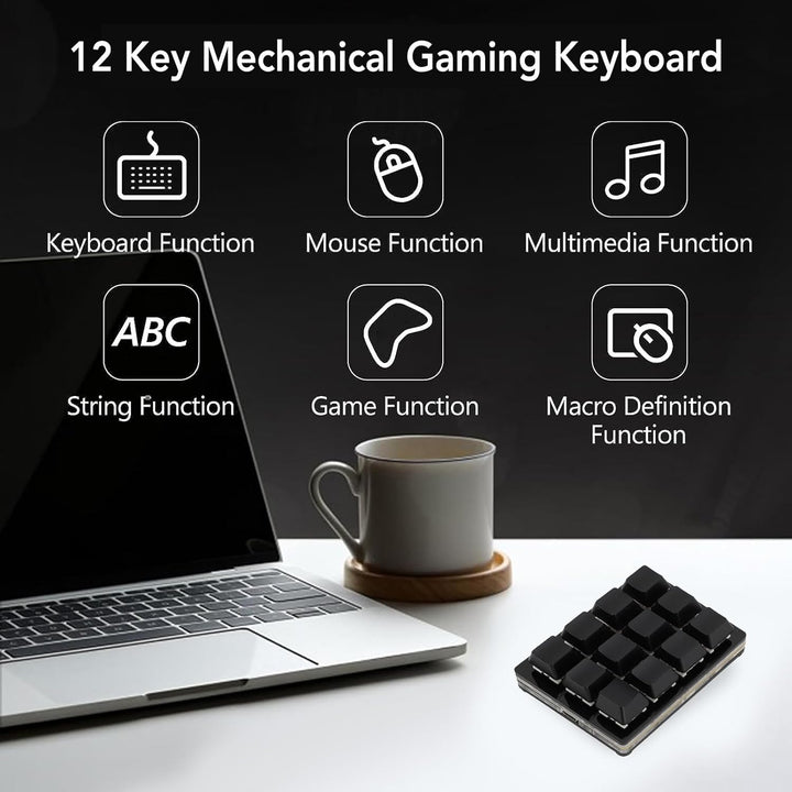 Bewinner Einhändig Programmierbare Mechanische Tastatur, Mechanische RGB Gaming Tastatur mit 12 Tast