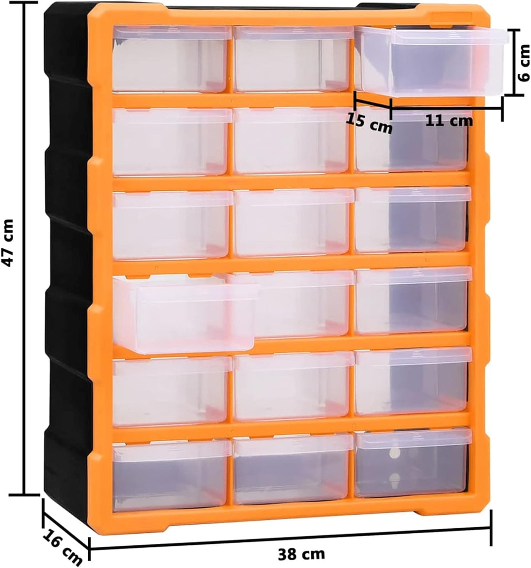 Homgoday Multi-Schubladen-Organizer 18 Schubladen Sortierkasten Sortimentskoffer Sortimentsbox Klein