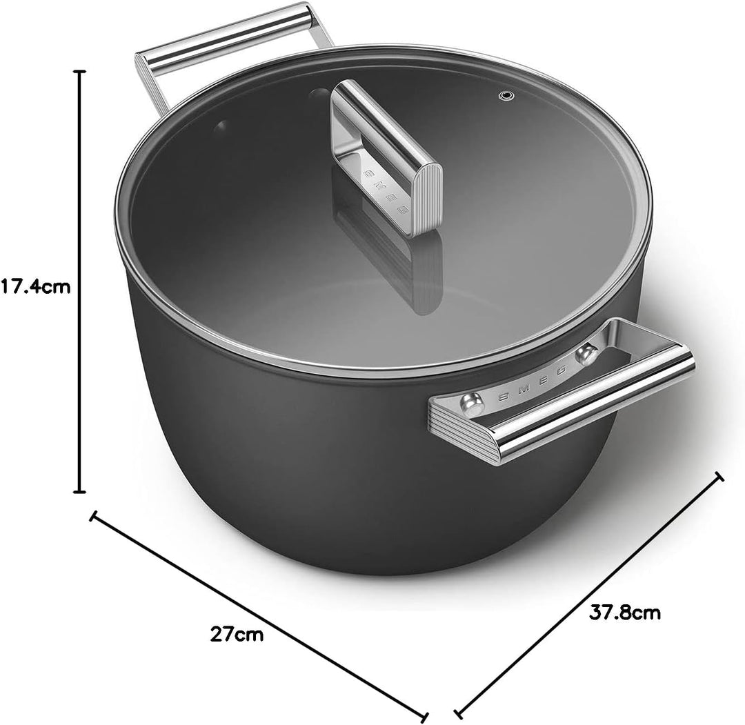 SMEG, Antihaft-Bräter CKFC2611BLM, Durchmesser 26 cm, Seitengriffe aus Edelstahl, für alle Herdarten