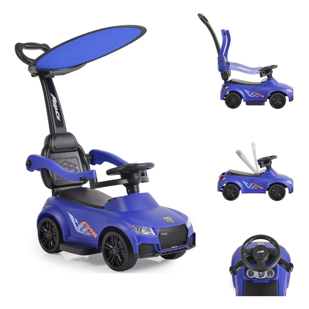 Moni Rutschauto, Victory 2 in 1 Rutscher mit Griff Lehne Fussstütze Musikfunktion blau, Blau