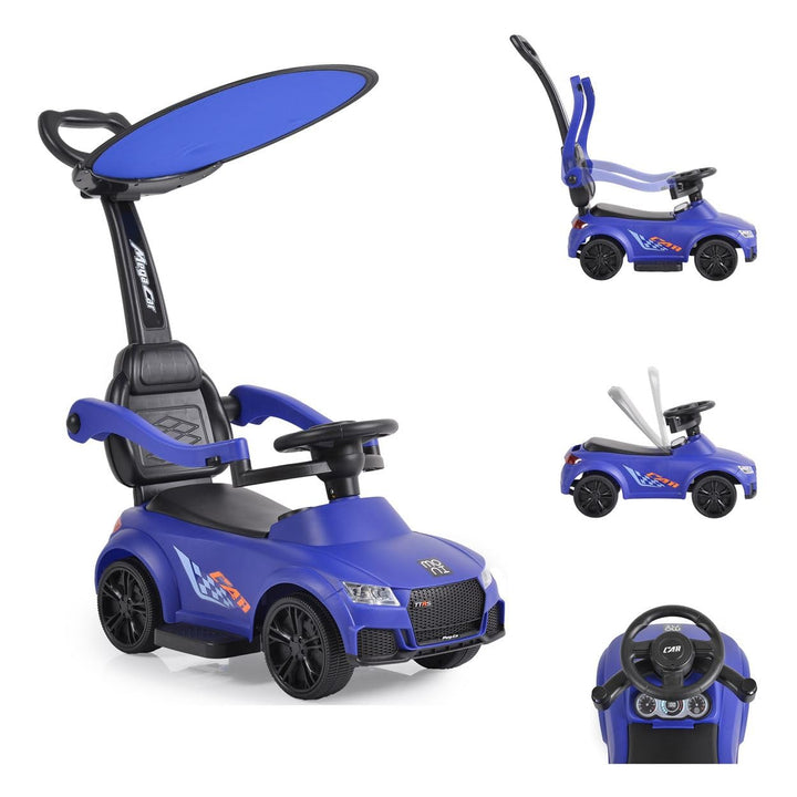 Moni Rutschauto, Victory 2 in 1 Rutscher mit Griff Lehne Fussstütze Musikfunktion blau, Blau