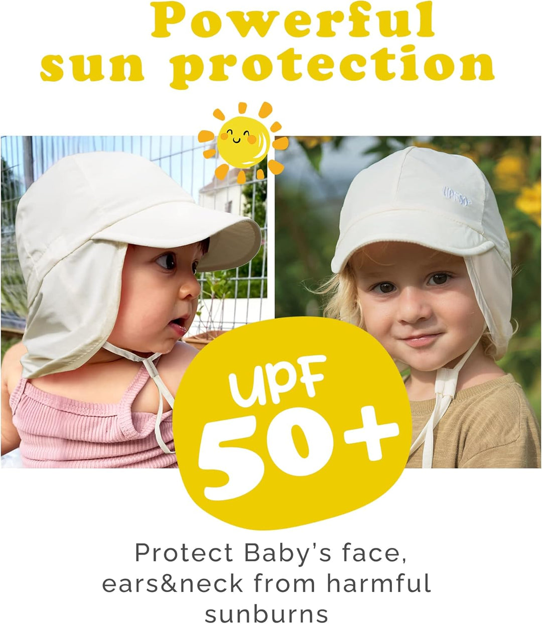 FURTALK Baby Sonnenhut mit Nackenklappe Kleinkind Kinder UPF 50+ Einstellbare Jungen Mädchen UV-Schu