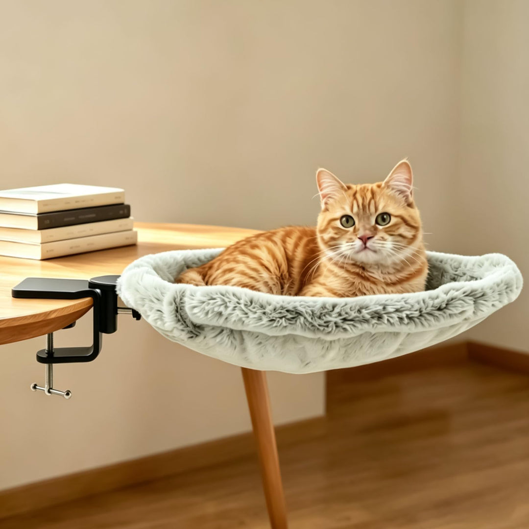 Katzenbett für Schreibtisch, Starke Bequem Katzen-Schreibtischbett bis 20kg, Weiches Katzenliege Sch